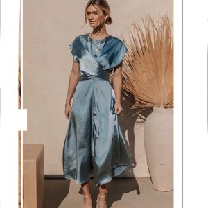 NWT Bohme Rosalind Blue Midi Dress Small